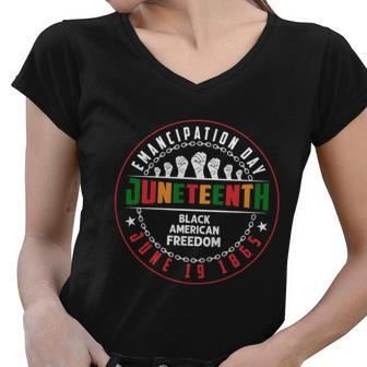 Black American Freedom Juneteenth Graphics Plus Size Shirts For Men Women Family Women V-Neck T-Shirt - Monsterry UK