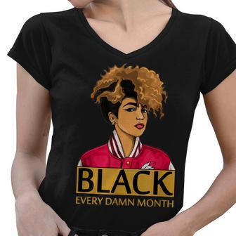 Black Girl Magic Melanin Afro Queen Black History Month Gift V2 Women V-Neck T-Shirt - Seseable