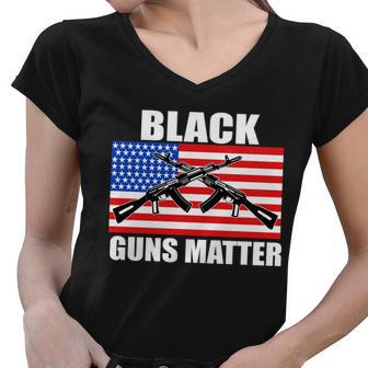 Black Guns Matter Usa 2Nd Amendment Tshirt Women V-Neck T-Shirt - Monsterry