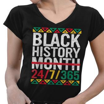 Black History Month 2022 Black History 247365 Melanin Women V-Neck T-Shirt - Thegiftio UK