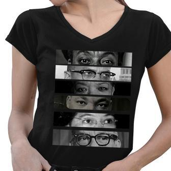 Black History Month Eyes Of Justice Women V-Neck T-Shirt - Monsterry