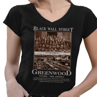 Black Wall Street Never Forget Greenwood Tulsa Oklahoma Tshirt Women V-Neck T-Shirt - Monsterry CA
