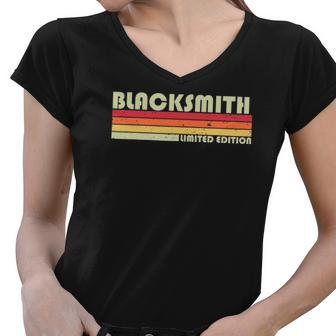 Blacksmith Funny Job Title Profession Birthday Worker Idea Women V-Neck T-Shirt | Mazezy