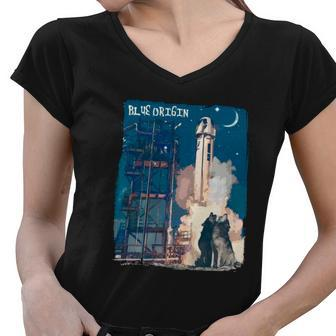 Blue Origin Space Launch Tshirt Women V-Neck T-Shirt - Monsterry CA