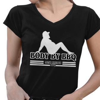 Body By Bbq Vintage Meat Church Women V-Neck T-Shirt - Monsterry