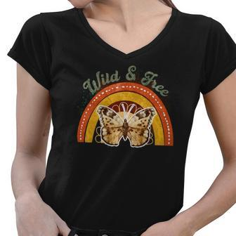 Boho Vintage Wild And Free Retro Women V-Neck T-Shirt - Seseable