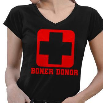 Boner Donor Adult Humor Tshirt Women V-Neck T-Shirt - Monsterry