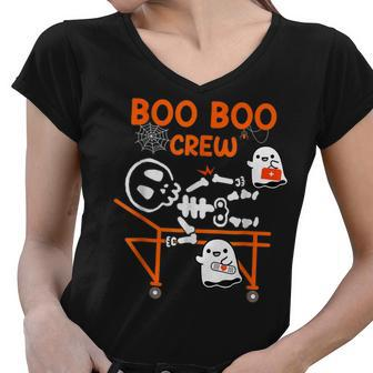 Boo Boo Crew Ghost Doctor Paramedic Emt Nurse Halloween Women V-Neck T-Shirt - Seseable