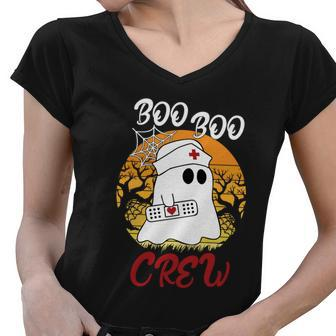Boo Boo Crew Ghost Halloween Quote Women V-Neck T-Shirt - Monsterry DE