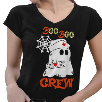 Boo Boo Crew Nurse Funny Ghost Halloween Nurse V2 Women V-Neck T-Shirt - Seseable