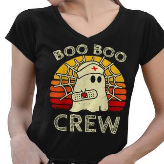 Boo Boo Crew Nurse Funny Ghost Halloween Nurse V3 Women V-Neck T-Shirt - Seseable