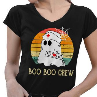 Boo Boo Crew Nurse Ghost Funny Halloween Costume Women V-Neck T-Shirt - Seseable
