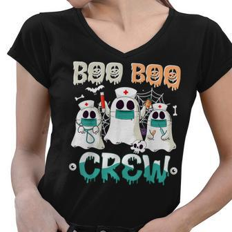 Boo Boo Crew Nurse Halloween Ghost Costume Matching Women V-Neck T-Shirt - Seseable