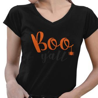 Boo Yall Funny Halloween Quote Women V-Neck T-Shirt - Monsterry AU