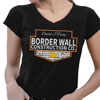 Border Wall Construction Co Donald Trump Women V-Neck T-Shirt - Monsterry AU