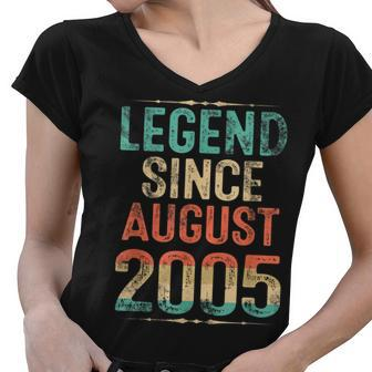Born August 2005 Birthday Gift Legend Since 2005 17 Year Old Women V-Neck T-Shirt - Thegiftio UK