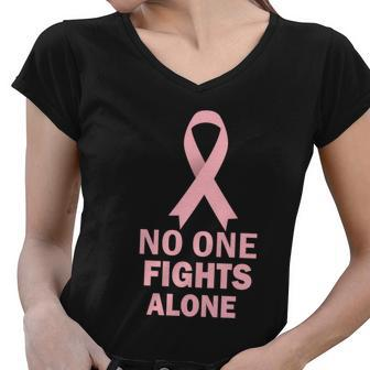 Bougie Hounds No One Fights Alone Gift Women V-Neck T-Shirt - Monsterry