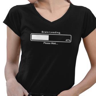 Brain Loading Funny Gamer Computer Geek Funny Women V-Neck T-Shirt - Monsterry UK