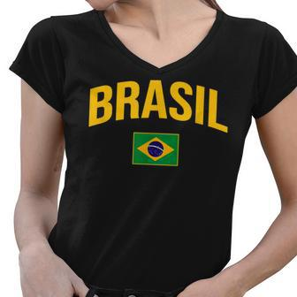 Brasil - Flag Of Brazil - Classic Brazil Women V-Neck T-Shirt - Thegiftio UK