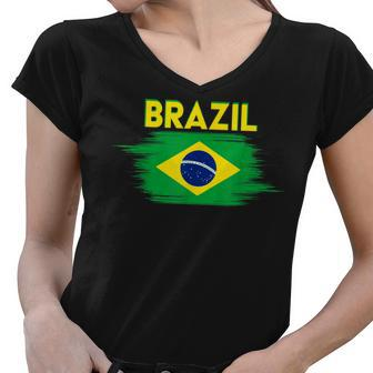 Brazil Flag Brazilian Brazil Women V-Neck T-Shirt - Thegiftio UK