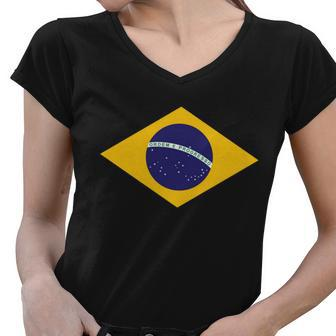 Brazil National Flag Women V-Neck T-Shirt - Monsterry DE