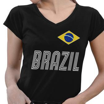 Brazil Soccer Team Jersey Flag Women V-Neck T-Shirt - Monsterry CA