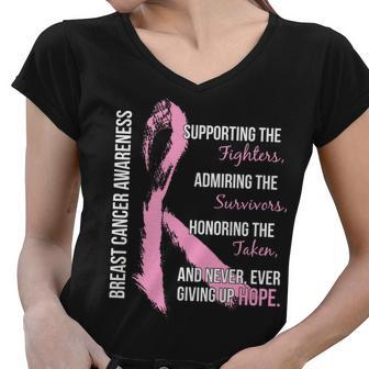 Breast Cancer Awareness Never Give Up Hope Women V-Neck T-Shirt - Monsterry CA