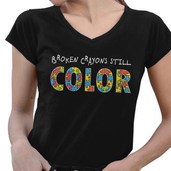 Broken Crayons Still Color V2 Women V-Neck T-Shirt - Monsterry DE