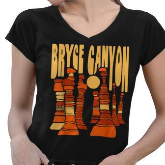 Bryce Canyon National Park Vintage Hoo Doo Retro Graphic Women V-Neck T-Shirt - Seseable