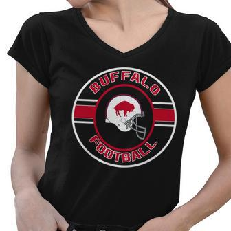 Buffalo Football Helmet Emblem Women V-Neck T-Shirt - Monsterry CA
