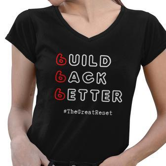 Build Back Better Great Reset New World Order Women V-Neck T-Shirt - Monsterry