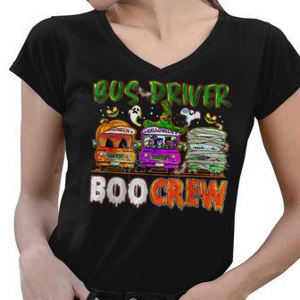 Bus Driver Boo Crew School Bus Driver Life Halloween Women V-Neck T-Shirt - Seseable