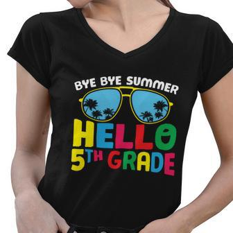 Bye Bye Summer Hello 5Th Grade Back To School First Day Of School Women V-Neck T-Shirt - Monsterry