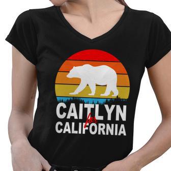 Caitlyn For California Retro Cali Bear Women V-Neck T-Shirt - Monsterry AU