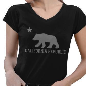 California Republic Grey Style Tshirt Women V-Neck T-Shirt - Monsterry UK