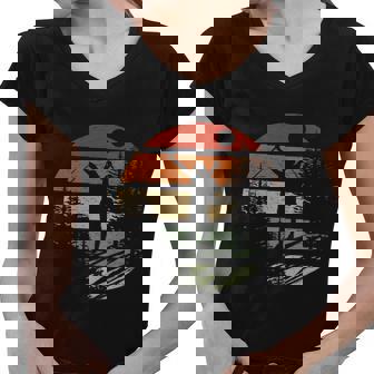 Camping Hiking Retro Vintage Gift Hiking Backpacking Gift Graphic Design Printed Casual Daily Basic Women V-Neck T-Shirt - Thegiftio