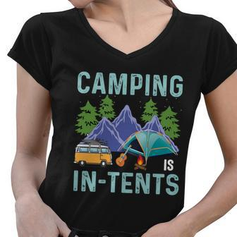 Camping In Tents Women V-Neck T-Shirt - Monsterry AU