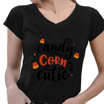 Candy Corn Cutie Halloween Quote V3 Women V-Neck T-Shirt - Monsterry