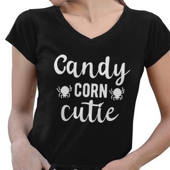 Candy Corn Cutie Halloween Quote Women V-Neck T-Shirt - Monsterry CA