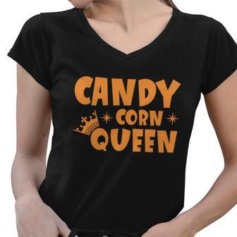 Candy Corn Queen Funny Halloween Quote Women V-Neck T-Shirt - Monsterry UK
