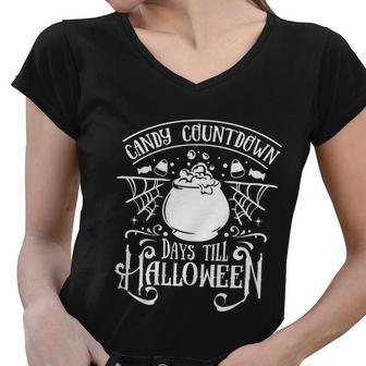 Candy Countdown Days Till Halloween Funny Halloween Quote V3 Women V-Neck T-Shirt - Monsterry CA