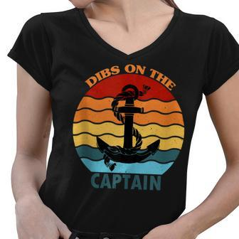 Captain Wife Dibs On The Captain Funny Dibs On The Captain Women V-Neck T-Shirt - Thegiftio UK