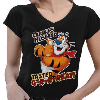 Caroles Husband Tasted Grrreat Women V-Neck T-Shirt - Monsterry UK