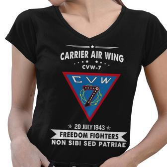 Carrier Air Wing Cvw V8 Women V-Neck T-Shirt - Monsterry