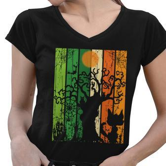 Cat Halloween Funny Halloween Quote Women V-Neck T-Shirt - Monsterry AU