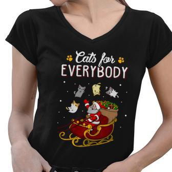 Cats For Everybody Cat Christmas Ugly Christmas Gift Graphic Design Printed Casual Daily Basic Women V-Neck T-Shirt - Thegiftio