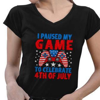 Celebrate 4Th Of July Gamer Funny Fourth Women V-Neck T-Shirt - Monsterry AU