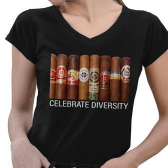 Celebrate Diversity Cigars Women V-Neck T-Shirt - Monsterry