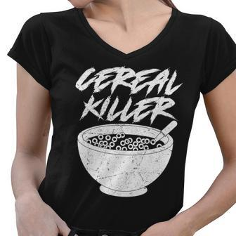 Cereal Killer Funny Halloween Distressed Tshirt Women V-Neck T-Shirt - Monsterry DE