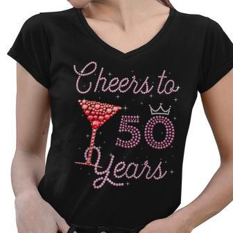 Cheers To 50 Years 50Th Birthday 50 Years Old Bday Women V-Neck T-Shirt - Seseable